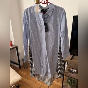 Tommy Hilfiger Button Up Pinstripe/Floral Dress - Size Medium